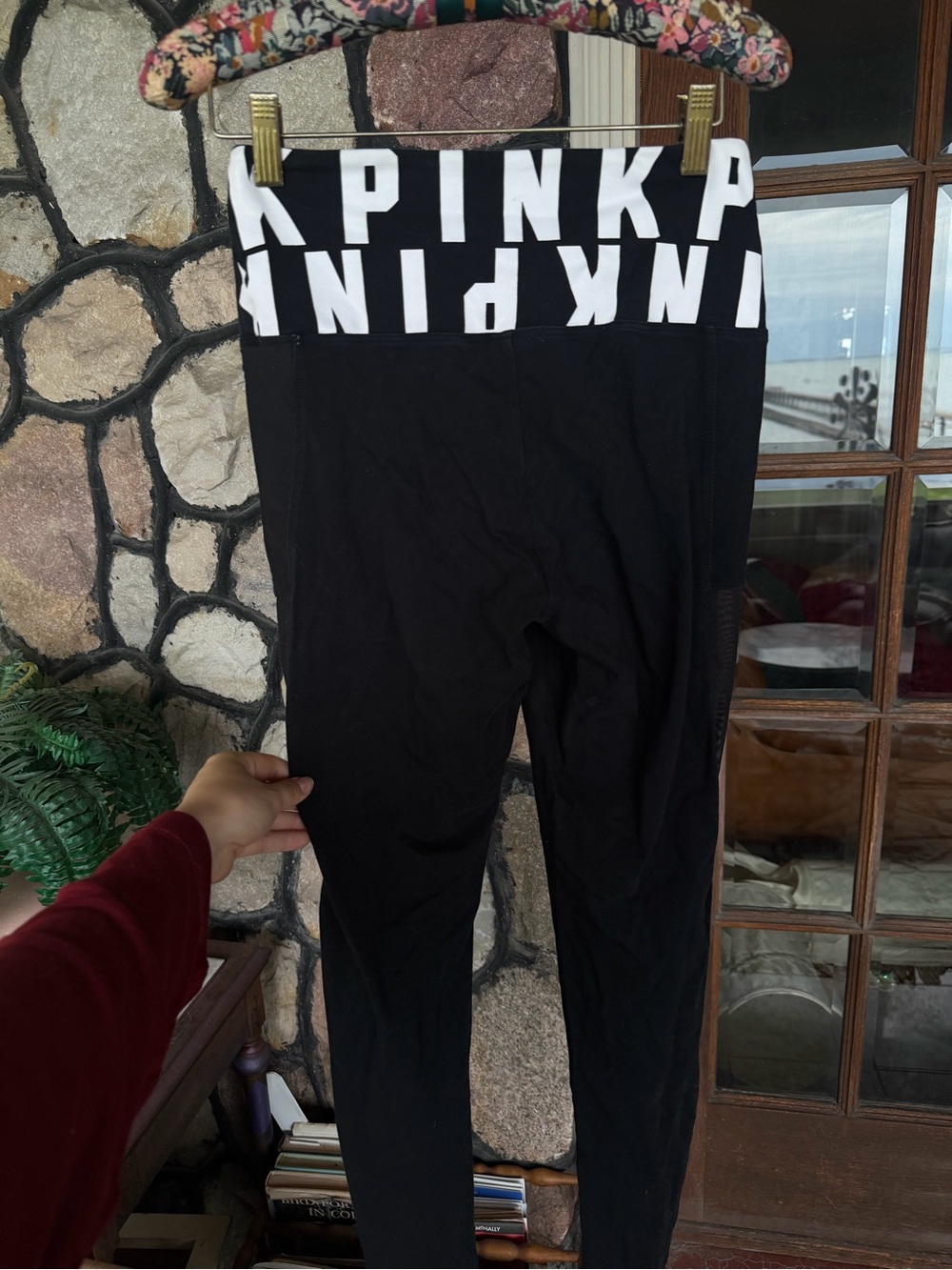 PINK 2017 Black Logo Waistband Leggings